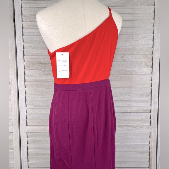 NANAMACS "Blessed with Beauty" One Shoulder Colorblock Maxi Dress Red/Purple-L - Picture 6 of 6